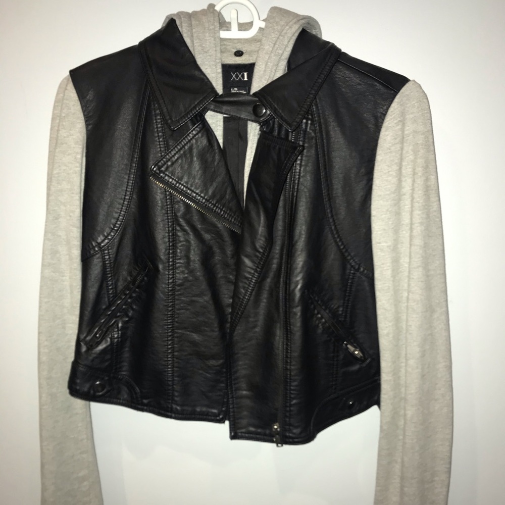 Forever 21 leather and grey jacket